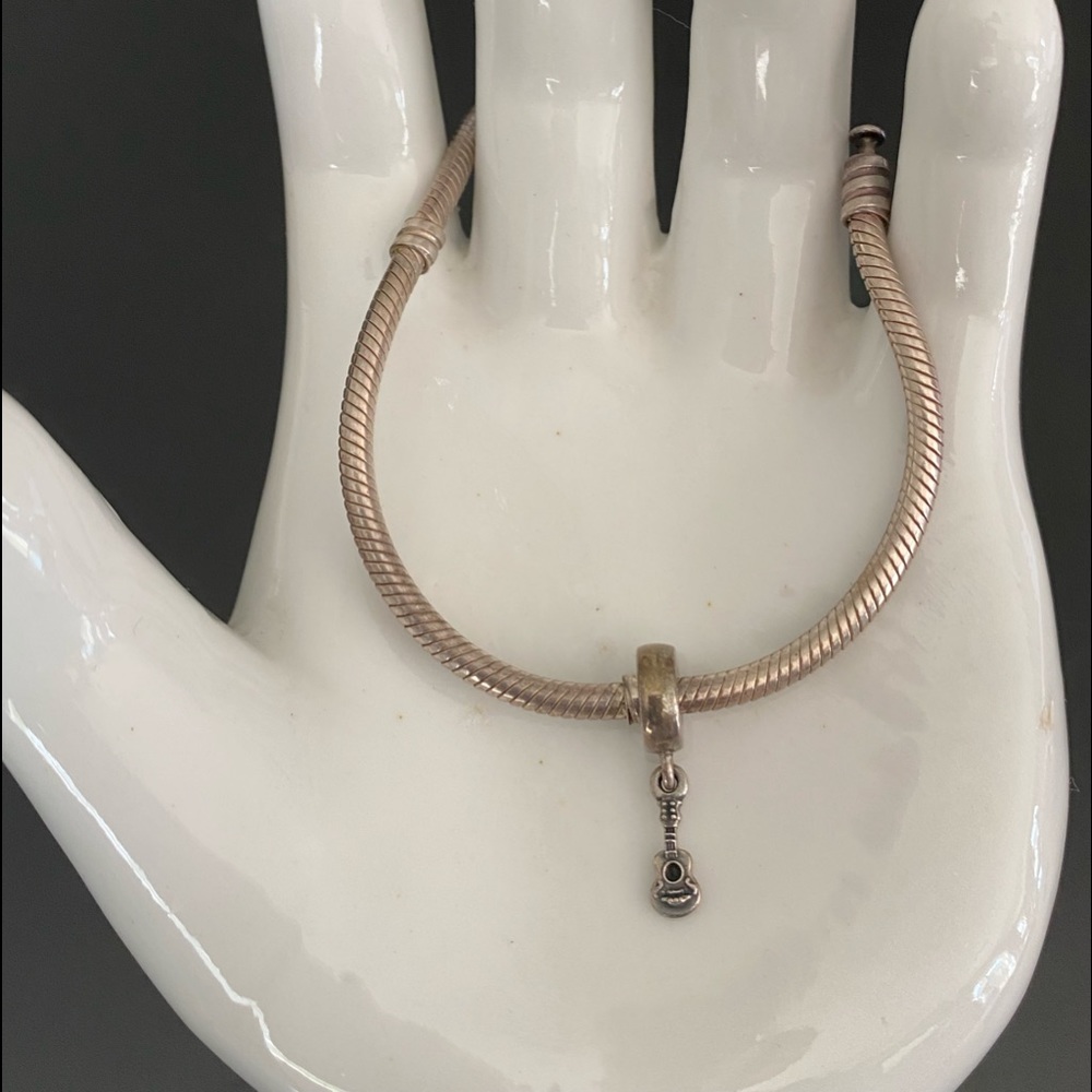 Pandora guitar dangling charm in sterling silver